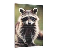 Art Brick Puzzle Set DIY Building Blocks 3D Jigsaw Cute Raccoon Printed Design Desk Decor 141 Pcs
