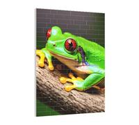 Art Brick Puzzle Set DIY Building Blocks 3D Jigsaw Cute Red Eyes Tree Frogs Printed Design Desk Decor 141 Pcs