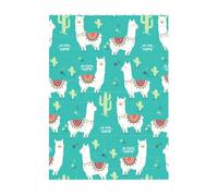 Art Brick Puzzle Set DIY Building Blocks 3D Jigsaw Cute White Llama and Cactus Printed Design Desk Decor 4x5.5 in