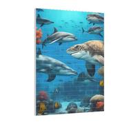 Art Brick Puzzle Set DIY Building Blocks 3D Jigsaw Dolphins Sea Turtle Shark Printed Design Desk Decor 141 Pcs