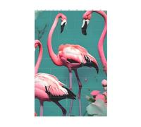 Art Brick Puzzle Set DIY Building Blocks 3D Jigsaw Flamingo Flowers Printed Design Desk Decor 37 Pcs