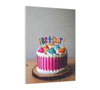 Art Brick Puzzle Set DIY Building Blocks 3D Jigsaw Happy Birthday Cake Printed Design Desk Decor 141 Pcs