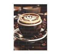 Art Brick Puzzle Set DIY Building Blocks 3D Jigsaw Hot Coffee with Coffee Bean Printed Design Desk Decor 4x5.5 in