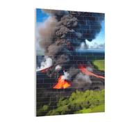 Art Brick Puzzle Set DIY Building Blocks 3D Jigsaw Kilauea Volcano Bloom Printed Design Desk Decor 141 Pcs