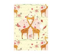 Art Brick Puzzle Set DIY Building Blocks 3D Jigsaw Kissing Giraffe Heart Butterfly Printed Design Desk Decor 4x5.5 in