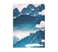 Art Brick Puzzle Set DIY Building Blocks 3D Jigsaw Landscape with Mountains Printed Design Desk Decor 4x5.5 in