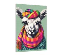 Art Brick Puzzle Set DIY Building Blocks 3D Jigsaw Llama in A Scarf Printed Design Desk Decor 141 Pcs
