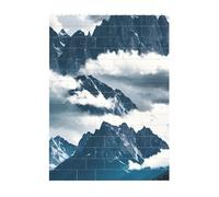 Art Brick Puzzle Set DIY Building Blocks 3D Jigsaw Mountains and Clouds Printed Design Desk Decor 4x5.5 in