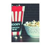 Art Brick Puzzle Set DIY Building Blocks 3D Jigsaw Movie Clapboard and Popcorn Printed Design Desk Decor 4x5.5 in