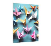 Art Brick Puzzle Set DIY Building Blocks 3D Jigsaw Origami Paper Cranes Printed Design Desk Decor 141 Pcs