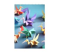 Art Brick Puzzle Set DIY Building Blocks 3D Jigsaw Origami Papercraft Cranes Printed Design Desk Decor 37 Pcs