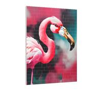 Art Brick Puzzle Set DIY Building Blocks 3D Jigsaw Painting Flamingo Printed Design Desk Decor 141 Pcs