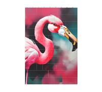 Art Brick Puzzle Set DIY Building Blocks 3D Jigsaw Painting Flamingo Printed Design Desk Decor 37 Pcs