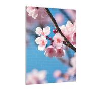 Art Brick Puzzle Set DIY Building Blocks 3D Jigsaw Pink Cherry Blossoms Printed Design Desk Decor 141 Pcs