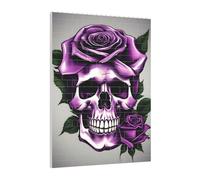 Art Brick Puzzle Set DIY Building Blocks 3D Jigsaw Purple Rose Skull Printed Design Desk Decor 141 Pcs