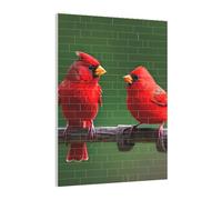 Art Brick Puzzle Set DIY Building Blocks 3D Jigsaw Red Birds Printed Design Desk Decor 141 Pcs