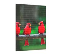 Art Brick Puzzle Set DIY Building Blocks 3D Jigsaw Red Cute Birds Printed Design Desk Decor 141 Pcs