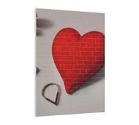 Art Brick Puzzle Set DIY Building Blocks 3D Jigsaw Romantic Red Heart Printed Design Desk Decor 141 Pcs