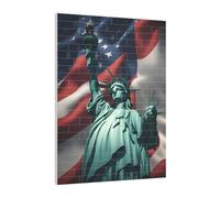 Art Brick Puzzle Set DIY Building Blocks 3D Jigsaw Statue of Liberty Flag Printed Design Desk Decor 141 Pcs