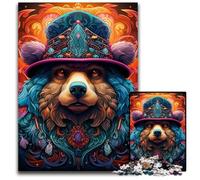Art Brown Bear Jigsaw Puzzles 1000 Pieces for Adults Wooden Jigsaw Puzzles for Home Decor & Holiday Fun 50x75CM/19.68x29.52inch
