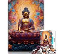 Art Buddha Jigsaw Puzzles for Teenagers,Challenging To Complete But Fun And Humorous with Matching Poster And Trivia Sheet (38x26cm)