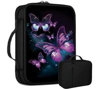 Art Butterfly Bible Bag Large Bible Case Cover for Women Men, Multi-Functional Church Bag Bible Protector with Handle Zippered Pocket Christian Gift Bible Study Supplies