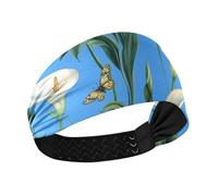 Art Calla Lily Blue Flower Cooling adult headbands for women Elastic sweat band for Running Gym Athletic Sports basketball