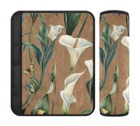 Art Calla Lily Brown Flower 2 pcs car seat Neck Strap Cover More Comfort Driving for SUV funda para cinturón de carro