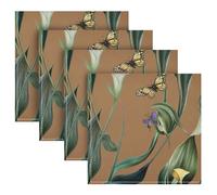 Art Calla Lily Brown Flower decorative dinner napkins cloth print fiesta reusable napkins washable 20 x 20in set of 4 servilletas para tortillas mexicanas