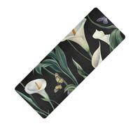 Art Calla Lily Flower Green and White printed portable yoga mat Thick 1 mm for home non slip, with Yoga bag cover tapete para ejercicio 71x26 inches
