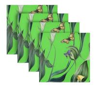 Art Calla Lily Green Flower decorative wedding party fiesta reusable napkins washable eco friendly 20 x 20in set of 4 servilletas para tortillas mexicanas