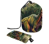 Art Cartoon Dinosaur World Travel Cosmetic Bags Makeup Bag for Women, Foldable Drawstring Travel Cosmetic Bags, Portable Toiletry Bucket Bag