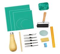 Art Carving Set with Wood Handle Grip, Multiple Shaped Metal Heads, Printmaking Roller, Detail Cutting Supplies for Students Teachers Hobby Makers Heads Detail Practice Hobby
