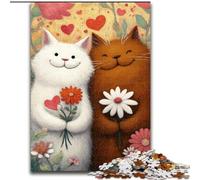 Art Cat 1000 Piece Jigsaw Puzzles, Art Interesting Stress Reduction Wishlist with Santa Claus for Age 14 (26x38cm)