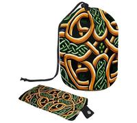 Art Celtic National Ornament Travel Cosmetic Bags Makeup Bag for Women, Foldable Drawstring Travel Cosmetic Bags, Portable Toiletry Bucket Bag