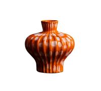 Art Ceramic Vase for Dried Flowers, Creative Decorative Vase, Ornament for Living Room, Bedroom, Study, Shelf, Floor, Orange, Various Styles(Size:17 * 17 * 19CM,Color:Orange A)