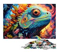 Art Chameleon JigsawPuzzle 1000 Pieces for Adults Wooden Jigsaw Puzzles for Adults Ideal DIY Decor & Brain Teaser Gift 50x75CM/19.68x29.52inch