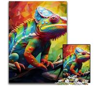 Art Chameleon JigsawPuzzle 1000 Pieces for Adults Wooden Jigsaw Puzzles Fun at Home Activities, Birthday Present, Travel Gifts 50x75CM/19.68x29.52inch