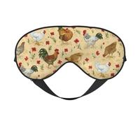Art Chicken Animal Painting Double-Sided Silk Sleep Mask, Adjustable Light Blocking Eye Mask for Travel, Men & Women, Soft Comfortable Blindfold 20x10cm