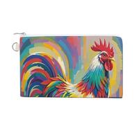 Art Chicken Coin Purse Mini Change Wallet Portable Change Purse Cute Canvas Coin Wallet Bag with Zipper for Men & Women