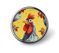 Art Chicken Painting Badge Holder Exquisite Round Badge with Picture Pin DIY Button Badges Personalized Metal Button Pin Fashion Brooch Crafts Gifts Clothes Decorative Pins