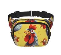 Art Chicken Painting Fanny Pack For Women Waterproof Adjustable Belt Bags Waist Pack Fashion Casual Crossbody Bags Bum Bag For Running Workout Hiking Traveling, Black, One Size