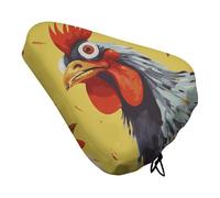 Art Chicken Painting Padded Bike Seat Cushion with Drawstring Soft Comfort Waterproof Bicycle Seat Cover, Wide Saddle Protection Covers Protector for Men Women for Exercise Mountain Road Bikes