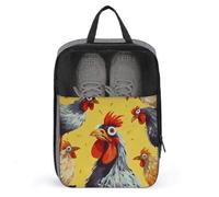 Art Chicken Painting Shoe Bag with Mesh Waterproof Portable Travel Shoe Pouch Zipper Packing Organizer Expandable Packing Organizers Portable Sneaker Bag for Men Women