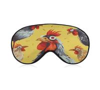 Art Chicken Painting Sleep Mask Soft and Comfortable Night Sleeping Mask Face-Hugging Padded Eye Cover with Adjustable Band for Deep Rest Travel Shift Work