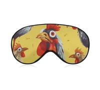 Art Chicken Painting Travel Eye Mask Blackout Eye Mask for Sleeping Airplane Eyemask with Adjustable Strap Sleep Masks for Women Men Soft Night Blindfold Eyemask