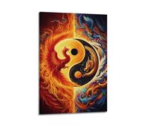 Art Chinese Style Yin Yang Phoenix Divine Dragon Decorative Painting Canvas Wall Posters And Modern Family Bedroom Decor 12x18inch(30x45cm)
