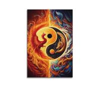 Art Chinese Style Yin Yang Phoenix Divine Dragon Decorative Painting Canvas Wall Posters And Modern Family Bedroom Decor 20x30inch(50x75cm)