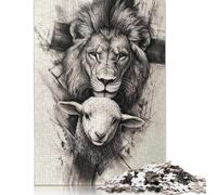 Art Christian Lion Wooden Jigsaw Puzzles for Adults 1000 Piece Puzzles Rectangular Puzzle And Home Decor And Family Game 1000pcs (75x50cm)