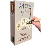Art Class by Kim Wood Burning Kit -Beginner Pyrography to Mastery - Professional Video Instruction,Pyrography Pen,Tracing Tool,Wood Burner Stand,3 Pro Tips,Sand Eraser; Stencils,Coasters Kits